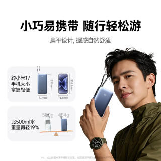 绿联 超能块充电宝 55W快充 20000mAh 自带线