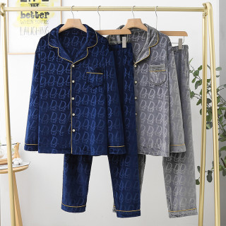 男款睡衣家居服时尚加绒加厚新款保暖开衫长袖休闲服套装
