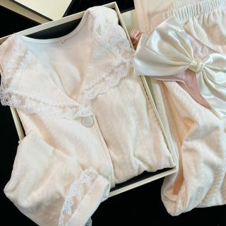 温柔气质海岛绒睡衣女秋冬天女士加厚保暖加绒家居服冬天两件套装