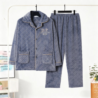 [现货]新款秋冬季法兰绒睡衣加肥加绒套装长袖保暖冬天家居服套装