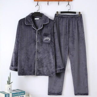 睡衣男秋冬款加肥加大码珊瑚绒胖子肥佬加厚保暖法兰绒家居服套装
