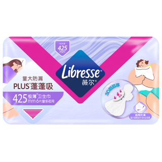 88VIP：薇尔 PLUS蓬蓬吸425mm6片夜用卫生巾