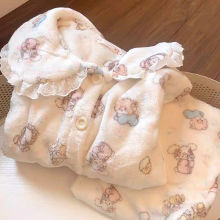 娃娃领mikko睡衣女秋冬季法兰绒甜美可爱少女冬天加厚加绒家居服