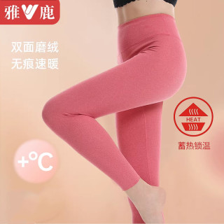 雅鹿女士德绒保暖裤高腰无痕加绒加厚打底秋冬