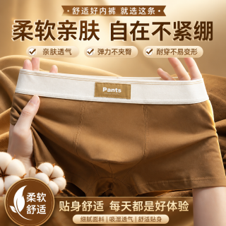 培蒙 男士内裤纯棉男款纯棉透气大码内穿四角短裤衩性感平角裤薄款