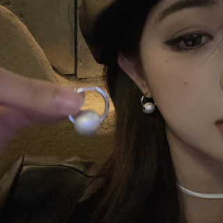 juji/橘几 铜合金仿珍珠耳饰 拉丝设计高级耳钉女耳环气质耳饰女