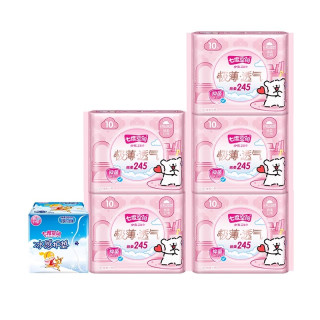 七度空间 卫生巾少女极薄245mm组合纯棉透气日用姨妈巾官方正品