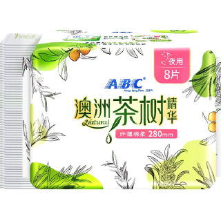 88VIP：ABC 卫生巾 澳洲茶树精华纤薄棉柔夜用280mm