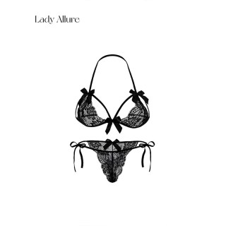LADYALLURE 情绪感蕾丝蝴蝶结 女士文胸套装