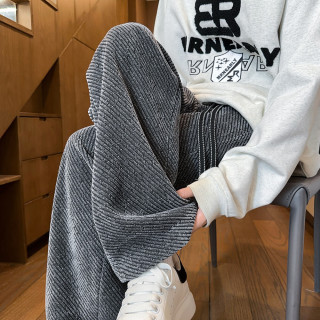 月伊纺 秋冬新款休闲裤男灯芯绒运动长裤小香风斜纹宽松直筒裤青年哈伦裤