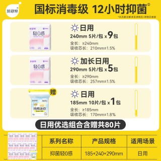 88VIP：倍舒特 轻0感超薄卫生巾夏季透气日夜用姨妈巾正品