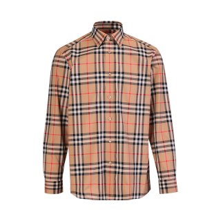 BURBERRY 长袖衬衫格纹棉质翻领上衣男女百搭衬衣