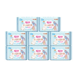七度空间 卫生巾少女100%纯棉超薄夜用275mm80片姨妈巾官方正品