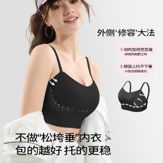 糖粒 粉底液隐形内衣女细肩带美背大露背吊带背心大码大胸显小文胸罩薄 隐形肤 大露背/单肩带 75D E