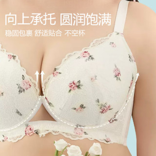 糖粒 内衣女大码文胸聚拢收副乳防下垂钢圈上托大胸显小胸奶罩胖mm薄款 8789-圆润支撑-白色 95F