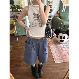 潦草小狗透气自然卷边无袖针织背心女复古小众外穿夏季设计感上衣