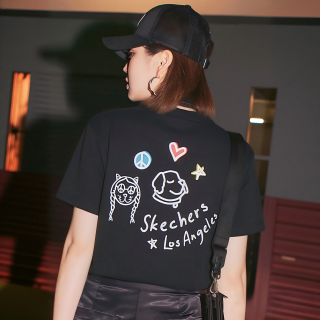斯凯奇 短袖女 跑步健身运动服宽松舒适透气圆领t恤 XS