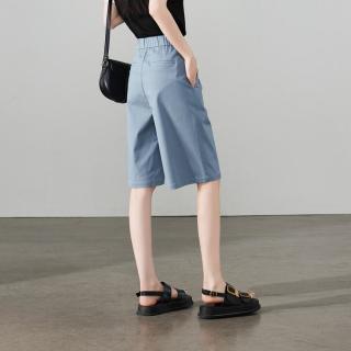 索菲丝尔 半松紧腰阔腿短裤女2026夏季日常通勤百搭直筒休闲裤