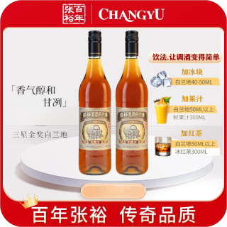张裕 三星金奖白兰地洋酒700ml*2瓶双支装口粮酒国产白兰地