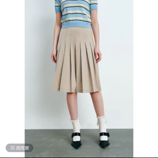 UR UR女装时尚通勤经典A字廓形百褶半裙UYY540004