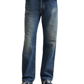 RALPH LAUREN Heritage 系列蓝色直筒做旧牛仔裤