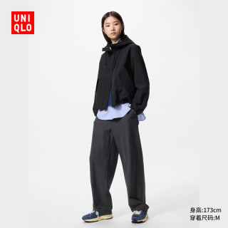 优衣库 开业价女装针织廓形长裤快干高腰弯刀裤加长款481252 08 深灰色 2XL /165/84A