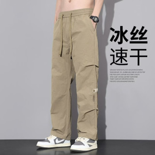 YOUNVFR 伞兵裤男新款阔腿冰丝薄款工装裤
