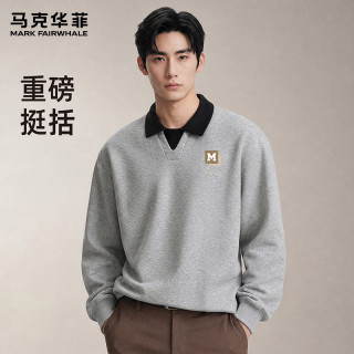 马克华菲 26春秋新款棉质假两件撞色Polo领套头卫衣