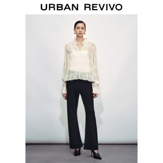 UR UR2026夏季新款女装时尚休闲简约百搭松紧腰喇叭裤UWM660022+ 黑色 XS