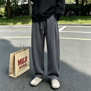 月伊纺 秋冬新款复古高街直筒裤男士雪尼尔欧棉绒休闲裤青年人字纹弯刀裤