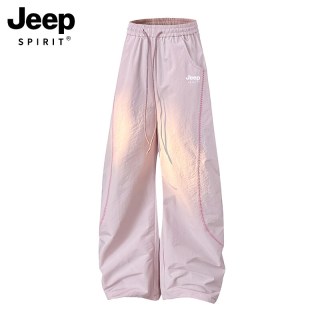 JEEP SPIRIT 吉普运动裤女款夏季薄款速干防水伞兵阔腿冲锋休闲宽松登山工装裤 粉紫 S