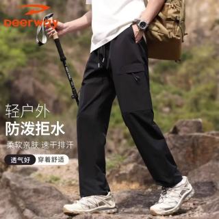 德尔惠 夏季薄款男裤休闲长裤潮流户外服饰宽松百搭耐磨多口袋工装裤子男 D88黑色 L 115-135