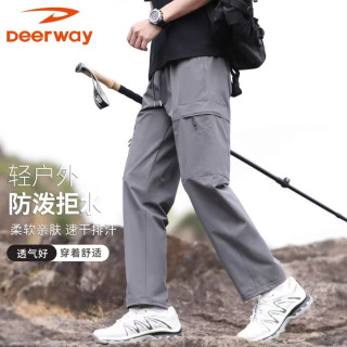 德尔惠 夏季薄款男裤休闲长裤潮流户外服饰宽松百搭耐磨多口袋工装裤子男 D88灰色 M 95-115