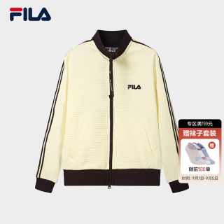 FILA 外套26秋季新款女士针织长袖基础撞色立领休闲上衣 鹅毛黄-YE M 165/84A/M