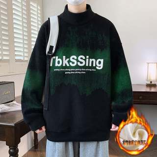 半高领奥粒绒套头卫衣2025秋冬新款青少年加绒加厚保暖休闲上衣服