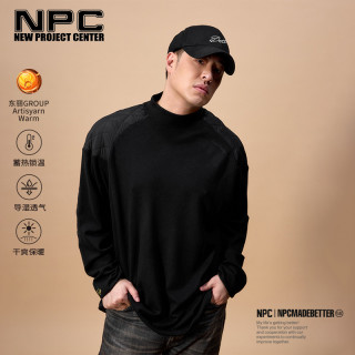 NPC 潮牌字母刺袖拼接圆领落肩卫衣男锁温保暖NP49ST06