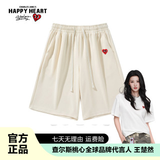 CHARLES JANG'S HAPPY HEART 五分短裤夏季夏天2026同款宽松运动潮牌休闲裤子-薄款