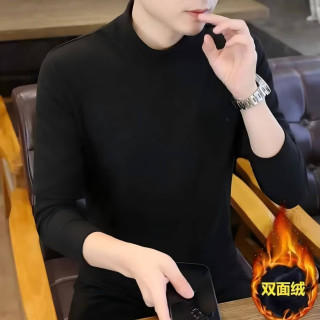 双面德绒半高领休闲男士秋冬保暖打底衫加绒纯色百搭打底卫衣
