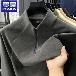 罗蒙 德绒拉链半高领卫衣男生秋冬季长袖T恤双面绒保暖内搭打底衫