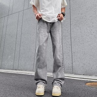 美式复古微喇牛仔裤男宽松直筒痞帅裤子韩版潮流vibe百搭休闲长裤