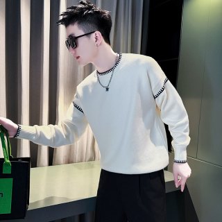 佐购 毛衣男款冬季爆款2025新款男士秋冬装潮牌拼色圆领长袖打底针织衫