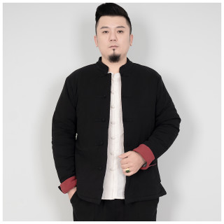 文柯冬季男款加棉加厚棉衣中国风立领盘扣弹力棉袄保暖棉服外套