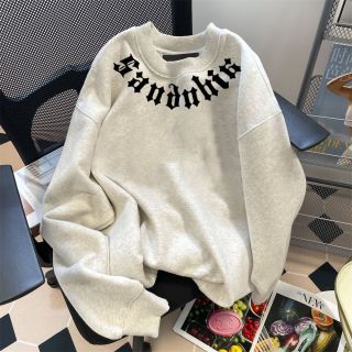 美式复古潮牌hiphop字母卫衣男秋冬季宽松慵懒风情侣加绒套头上衣