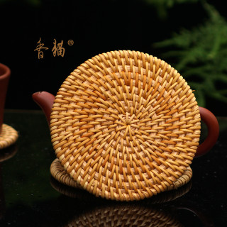 藤编杯垫隔热垫手工编织纯手工家用防烫垫汤碗垫砂锅垫餐垫茶道