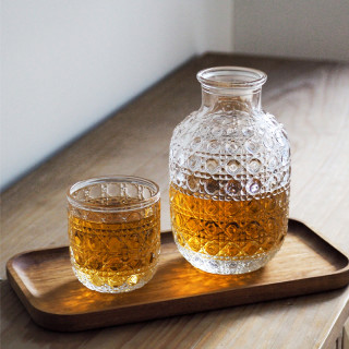1壶1杯-浮雕玻璃杯套装高颜值饮料杯冷水壶办公室泡茶杯清酒壶