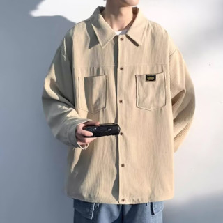 oversize灯芯绒衬衫男2025春秋季新款潮牌宽松休闲长袖衬衣外套男
