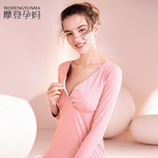 摩登孕妈 孕妇秋衣免穿文胸家居打底哺乳期上衣孕妈月子服产后长袖春秋怀孕