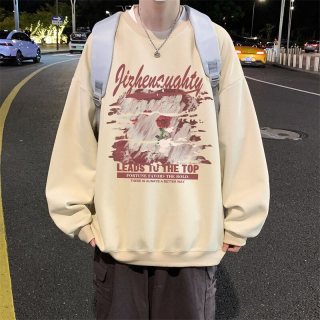 东方骆驼 重磅圆领卫衣男秋季潮牌印花港风美式学生上衣宽松套头衫