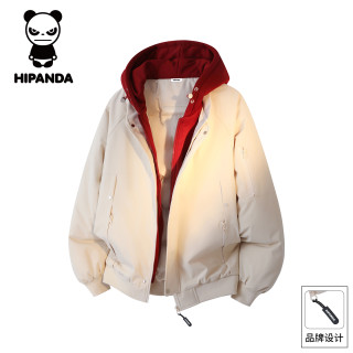 你好熊猫 Hi Panda你好熊猫美式假两件连帽棉服男士秋冬季棉袄御寒保暖外套
