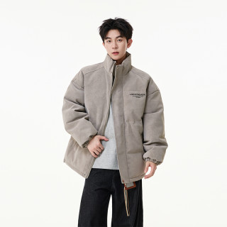 新款扎染皮棉服男2025冬季保暖宽松立领棉衣外套美式复古潮牌棉袄